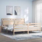 vidaXL Bedframe met hoofdbord massief hout 200x200 cm, Huis en Inrichting, Slaapkamer | Bedden, Bruin, Verzenden, Overige maten