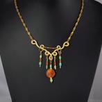 Oud-Romeins Ketting met Romeinse carneool, turquoise en, Antiek en Kunst