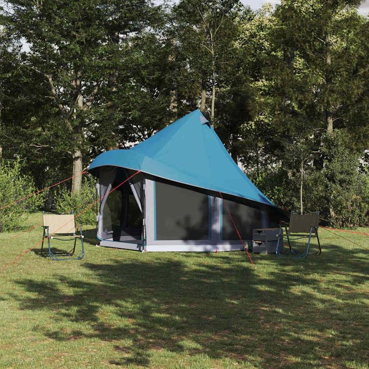 vidaXL Familie Tipi Tent Tipi met dak Blauw 404 x 370 x 270, Caravans en Kamperen, Tenten, Nieuw, Verzenden