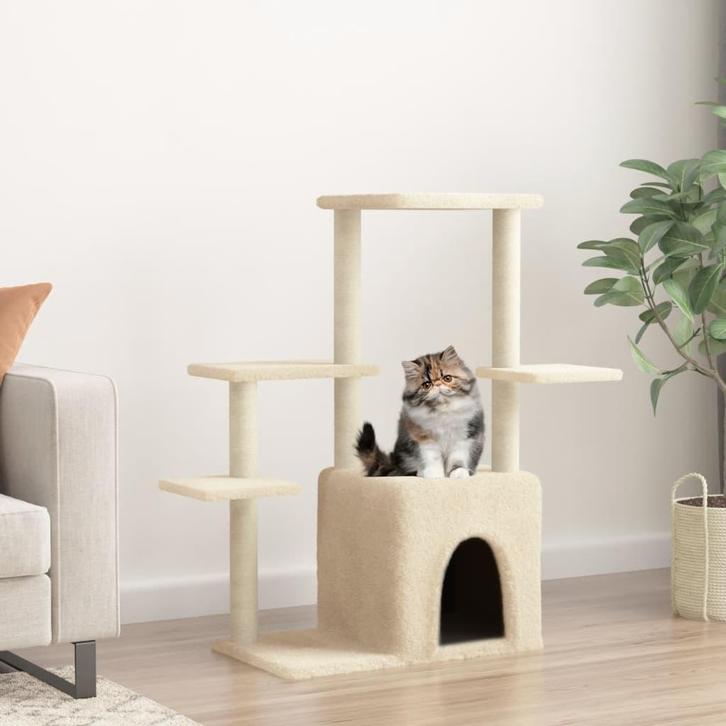 vidaXL Kattenmeubel met sisal krabpalen 97,5 cm crèmekleurig, Dieren en Toebehoren, Katten-accessoires, Nieuw, Verzenden