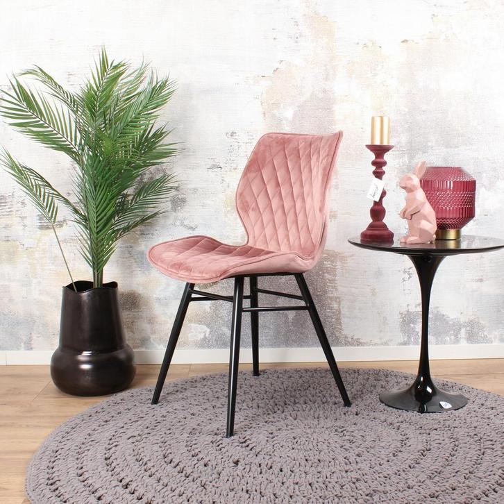 Eetkamerstoel zonder armleuning | Velvet | Roze | DS4U, Huis en Inrichting, Stoelen, Nieuw, Ophalen of Verzenden