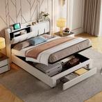 Tweepersoonsbed 160x200 cm met opbergruimte LED en USB, Huis en Inrichting, Slaapkamer | Bedden, Verzenden, Nieuw