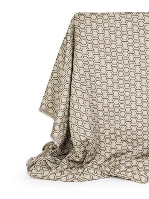 Elegante Geometrisch Meubelstof in Linnenmix - Meubelstof -, Antiek en Kunst, Antiek | Kleden en Textiel