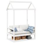 vidaXL Bank met dak 117,5x70x176,5 cm massief grenenhout wit, Huis en Inrichting, Verzenden, Nieuw, Hout