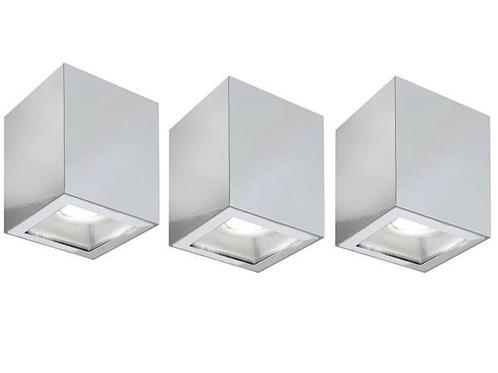 Veiling - 3x Base On opbouwspot GU10 kantelbaar 80x80mm chro, Huis en Inrichting, Lampen | Spots