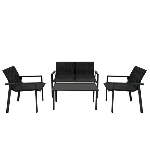 Rotan Tuinmeubelset | 4 Stuk Terras Balkon Loungeset, Tuin en Terras, Tuinsets en Loungesets, Verzenden