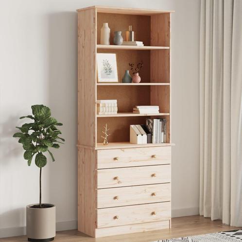 vidaXL Boekenkast met lades ALTA 77x35x186,5 cm massief, Huis en Inrichting, Kasten | Boekenkasten, 25 tot 50 cm, Nieuw, Grenenhout