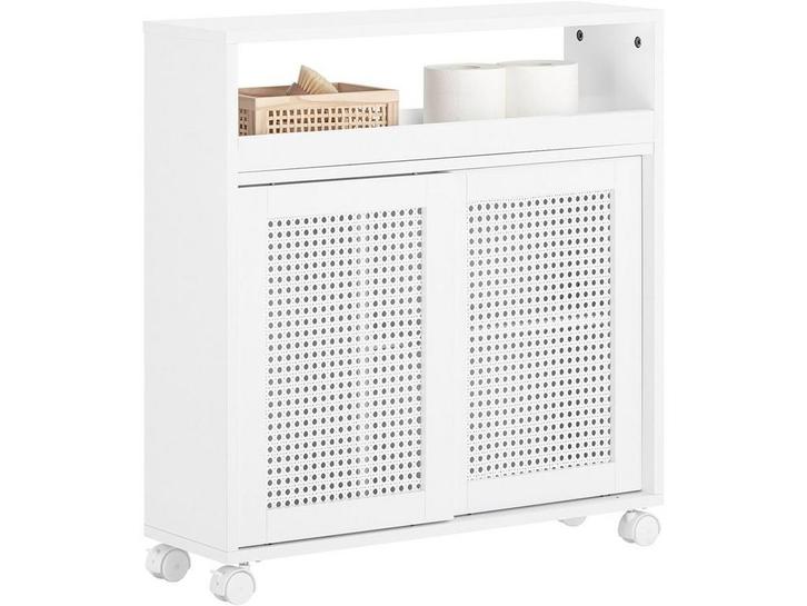 SoBuy BZR119-W - Badkamerkastje - Met Lade en 4 Zwenkwielen, Huis en Inrichting, Woonaccessoires | Overige, Nieuw, Verzenden