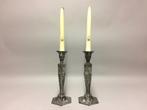 Kandelaar - Stel verzilverde kandelaars met oud Hollandse