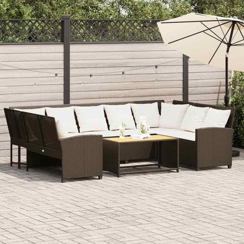 vidaXL Tuinbank met kussens poly rattan bruin, Tuin en Terras, Tuinsets en Loungesets, Nieuw, Meer dan 8 zitplaatsen, Verzenden