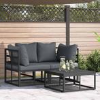 vidaXL Tuin Sofa Set met kussen 3 pcs Zwart Aluminium, Tuin en Terras, Tuinsets en Loungesets, Verzenden, Nieuw, Aluminium