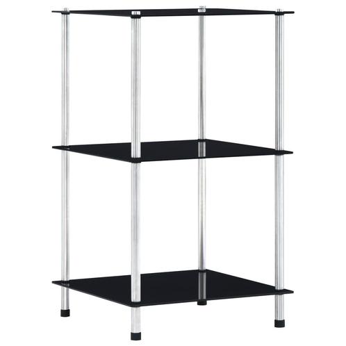 vidaXL Kastje 3-laags 40x40x67 cm gehard glas zwart, Huis en Inrichting, Kasten | Boekenkasten, 25 tot 50 cm, Nieuw, Glas, Minder dan 100 cm