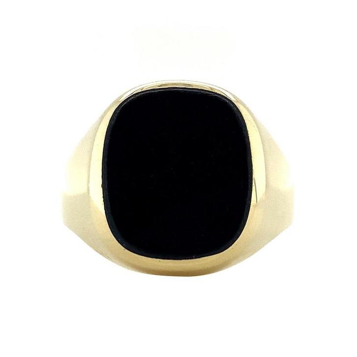 Gouden zegelring met onyx 14 krt, Sieraden, Tassen en Uiterlijk, Ringen, Nieuw, Ophalen of Verzenden