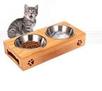 Dubbele voerbak voor pup hond kat poes van bambu 2 soorten, Dieren en Toebehoren, Nieuw, Verzenden