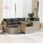 vidaXL 7-delige Loungeset met kussens poly rattan lichtgrijs, Tuin en Terras, Tuinsets en Loungesets, Verzenden, Nieuw, Rotan