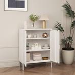 Opbergkast Pyhäranta metaal 101,5x80x40 cm wit mat [en.casa], Huis en Inrichting, Verzenden, Nieuw