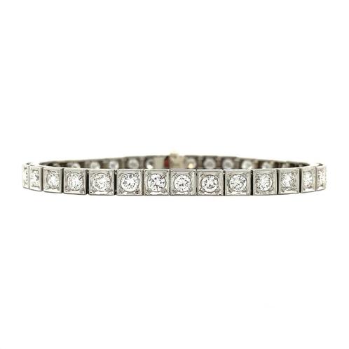 Vintage witgouden tennisarmband met diamant 14 krt, Sieraden, Tassen en Uiterlijk, Armbanden, Nieuw, Ophalen of Verzenden