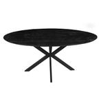 Mangohouten Eettafel Ovaal Julia 210x100 cm Zwart (2,5 cm), Huis en Inrichting, Tafels | Eettafels, 100 tot 150 cm, Verzenden