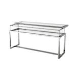 Console tafel Prescott schuifblad zilver helder glas, Huis en Inrichting, Kasten | Wandmeubels, Nieuw, Ophalen of Verzenden