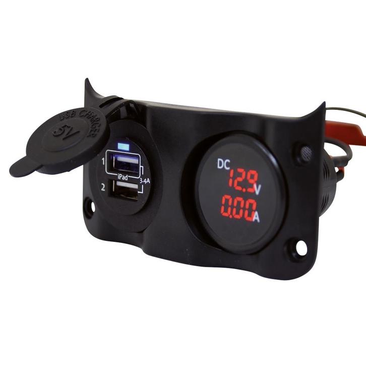 Talamex Paneel Wave met Dubbel USB stopcontact en Volt / Amp, Watersport en Boten, Navigatiemiddelen en Scheepselektronica, Nieuw