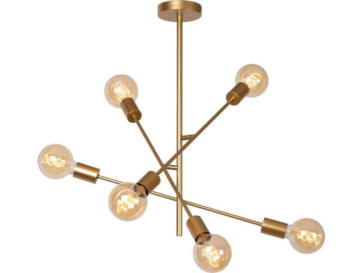 Lucide LESTER - Plafonnière - 6xE27 - Dimbaar - Mat Goud /, Huis en Inrichting, Lampen | Plafondlampen, Zo goed als nieuw, Verzenden