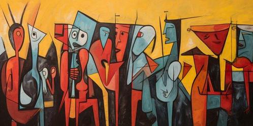 Felix van Horst (1988) - Cubist Crowd (XXL), Antiek en Kunst, Kunst | Schilderijen | Modern