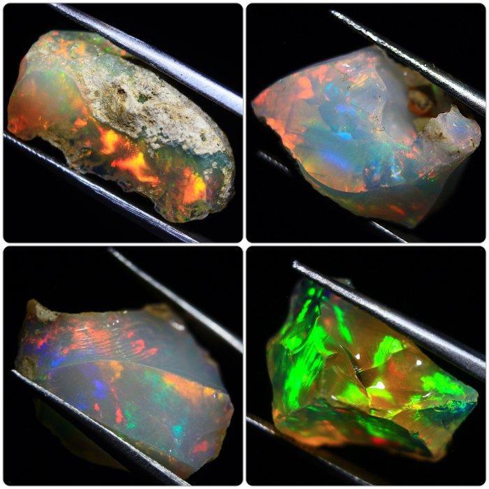 Ct. 32.10 Ethiopische opalen Ruw- 6.42 g - (4), Verzamelen, Mineralen en Fossielen