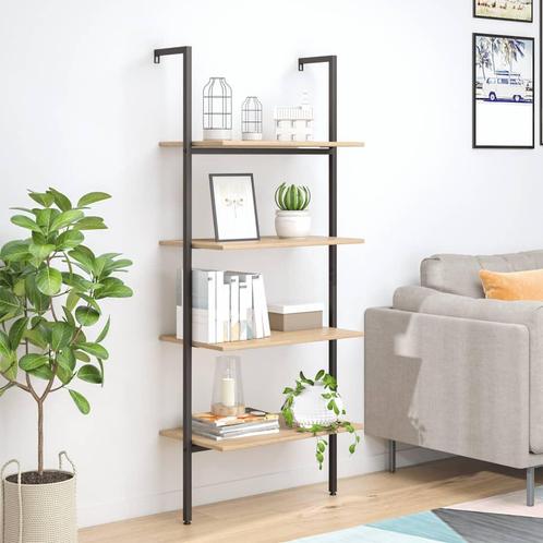 vidaXL Ladderrek met 4 schappen 64x35x152,5 cm lichtbruin en, Huis en Inrichting, Kasten | Boekenkasten, 25 tot 50 cm, Nieuw, Overige houtsoorten