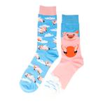 Sokken - Varken Print - Blauw Roze - Katoen - Maat 38-45, Nieuw