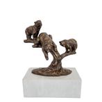 sculptuur, Bear pups - 27 cm - Brons, Marmer