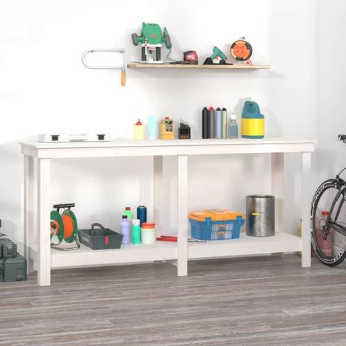 vidaXL Werkbank 180x50x80 cm massief grenenhout wit, Doe-het-zelf en Verbouw, Werkbanken, Nieuw, Verzenden