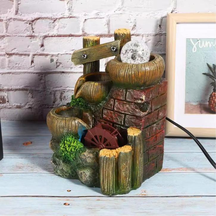 Watermolen Sier Fontein - Feng Shui Waterval Hars Decoratie, Tuin en Terras, Tuinwanddecoratie, Nieuw, Verzenden
