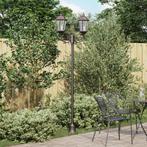 vidaXL Tuinlamp paal 2 lampen E27 220 cm aluminium, Tuin en Terras, Buitenverlichting, Verzenden, Nieuw