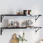 vidaXL Plankdragers 4 st 30x2,5x15,5 cm roestvrijstaal zwart, Huis en Inrichting, Woonaccessoires | Wandplanken en Boekenplanken