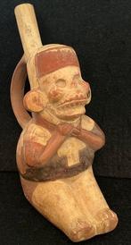Moche zittende skelet doodfiguur - Peru - met exportlicentie