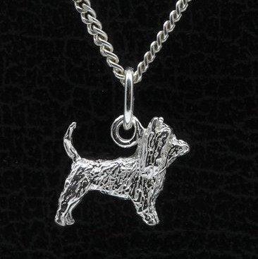 Zilveren Australische silky terrier met staart ketting ha..., Sieraden, Tassen en Uiterlijk, Kettinghangers, Verzenden