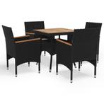 vidaXL 5-delige Tuinset poly rattan en acaciahout zwart, Tuin en Terras, 4 zitplaatsen, Nieuw, Tuinset, Verzenden