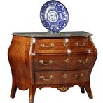 Gebombeerde commode in Rococostijl ca 1920 grijs geaderd mar, Ophalen of Verzenden