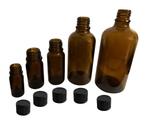 Set van 14 glazen flesjes (50 ml) met zwarte schroefdop, Nieuw, Ophalen of Verzenden