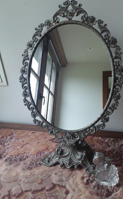 Spiegel (2) - Messing, Glas - Art deco spiegelset 1930, Antiek en Kunst, Curiosa en Brocante