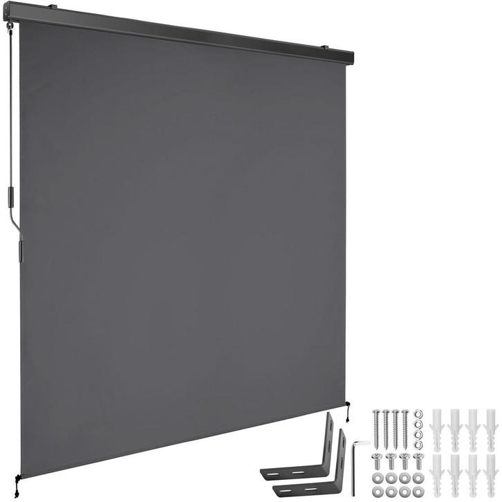 Zonnescherm Eloise met 2 wandhouders - 180 x 250 cm, donkerg, Tuin en Terras, Zonneschermen, Verzenden