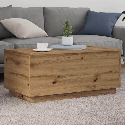 vidaXL Salontafel met LED-verlichting 90x50x40cm artisanaal, Huis en Inrichting, Tafels | Salontafels, 50 tot 100 cm, Nieuw, Overige houtsoorten
