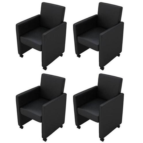 Zwarte Kunstleren Eetkamerstoelen (4 stuks) - Tweedekansj..., Huis en Inrichting, Stoelen, Vier, Zwart, Nieuw, Kunststof, Ophalen of Verzenden