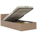 vidaXL Bedframe met opslag hydraulisch kunstleer cappuccino, Huis en Inrichting, Slaapkamer | Bedden, Overige materialen, 90 cm