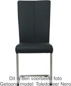 Set van 8 Leren eetkamerstoelen sledepoot rond - Echt leer,, Huis en Inrichting, Stoelen, Overige kleuren, Nieuw, Leer, Ophalen of Verzenden