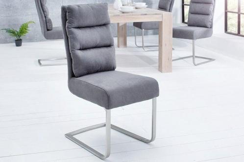 Design sledestoel COMFORT vintage grijs met RVS frame -, Huis en Inrichting, Stoelen, Ophalen of Verzenden