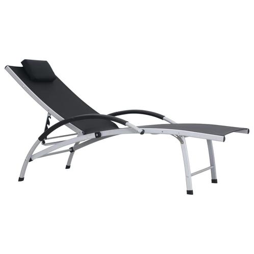 vidaXL Ligbed aluminium textileen zwart, Tuin en Terras, Ligbedden, Nieuw, Verzenden