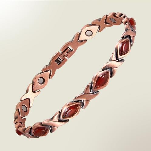 Luxe gezondheidsarmband magnetisch koper - stone red agate –, Sport en Fitness, Gezondheidsproducten en Wellness, Nieuw