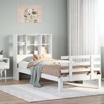 vidaXL Bed met boekenkast zonder matras grenenhout wit, 90 cm, Eenpersoons, Verzenden, Wit