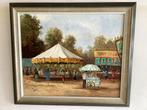 Mulder (XX) - Kermis met bezoekers, draaimolen, ijscokar en